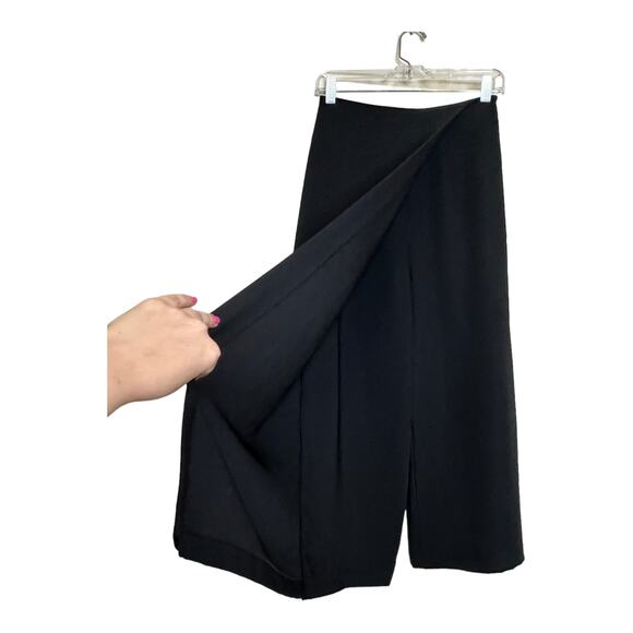 Zara Basic black crepe palazzo front overlap flap pants size small - Picture 7 of 13